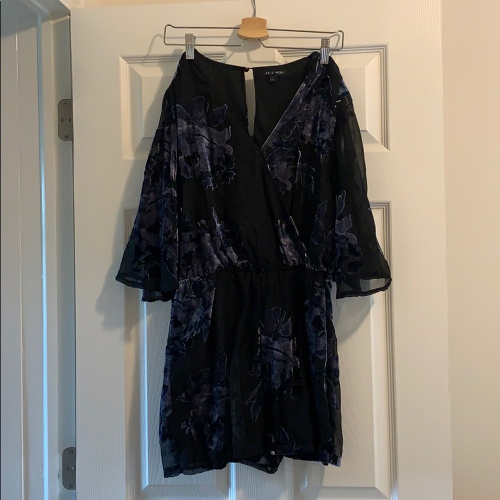 chiffon and velvet romper